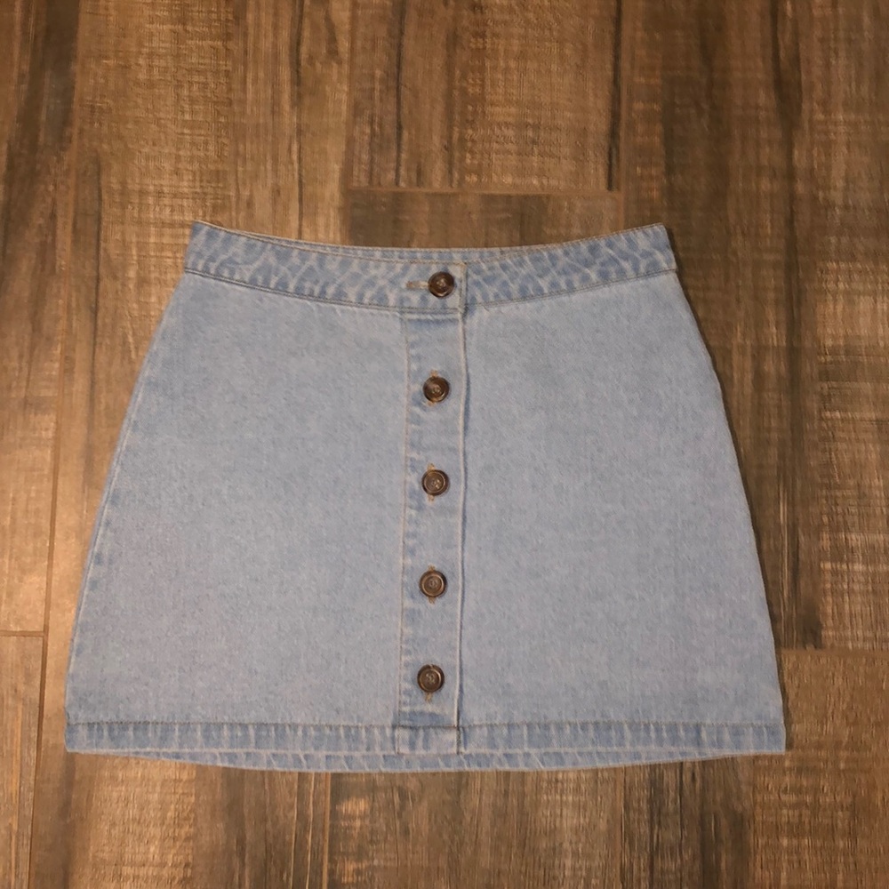 Light denim button up skirt